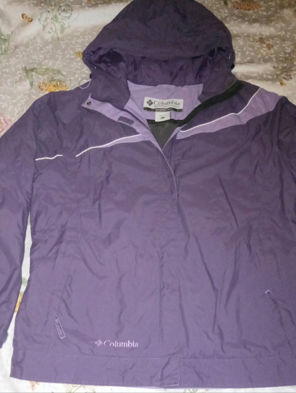 Columbia Women's Purple Hooded Shell Jacket with Light Lavender Accents